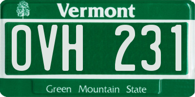 VT license plate OVH231