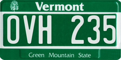 VT license plate OVH235