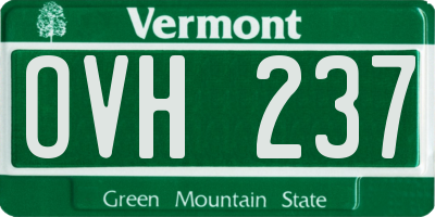VT license plate OVH237
