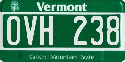 VT license plate OVH238