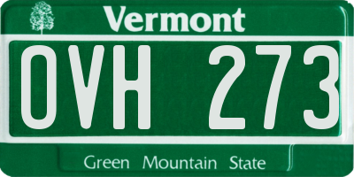VT license plate OVH273
