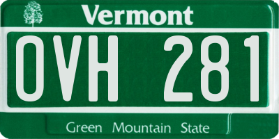 VT license plate OVH281