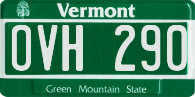 VT license plate OVH290