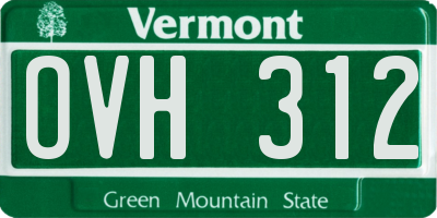 VT license plate OVH312