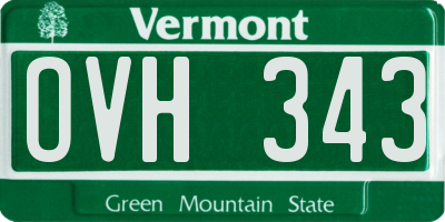 VT license plate OVH343