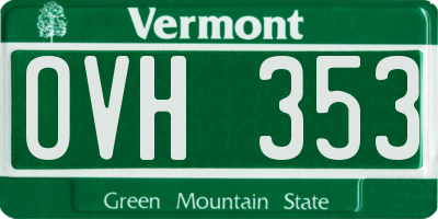 VT license plate OVH353