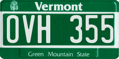 VT license plate OVH355