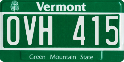 VT license plate OVH415