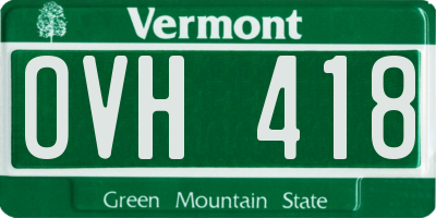 VT license plate OVH418