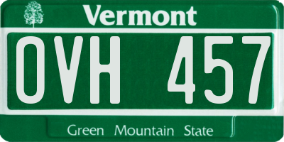 VT license plate OVH457
