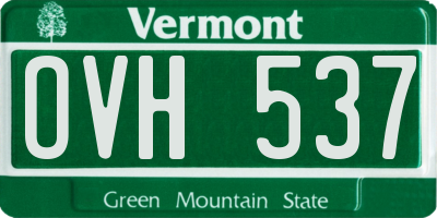 VT license plate OVH537
