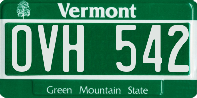 VT license plate OVH542