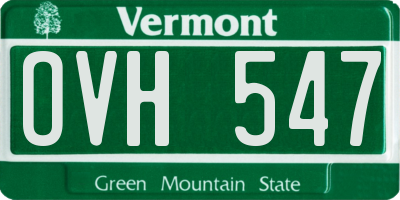 VT license plate OVH547