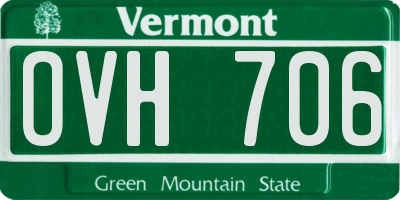 VT license plate OVH706
