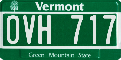 VT license plate OVH717