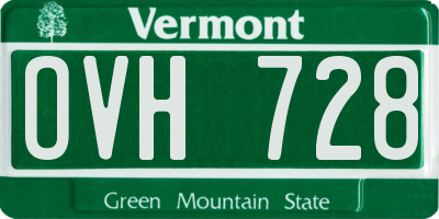 VT license plate OVH728