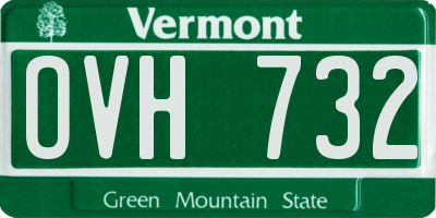 VT license plate OVH732
