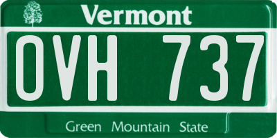 VT license plate OVH737