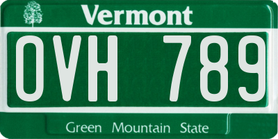 VT license plate OVH789