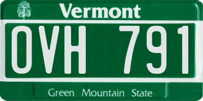 VT license plate OVH791