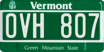 VT license plate OVH807