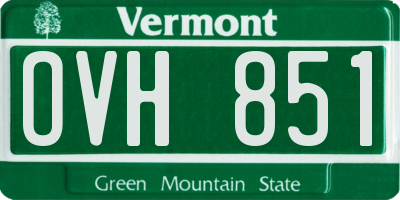 VT license plate OVH851