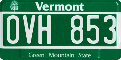 VT license plate OVH853