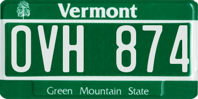 VT license plate OVH874