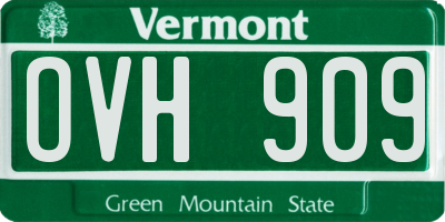 VT license plate OVH909