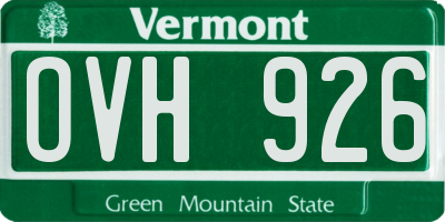 VT license plate OVH926