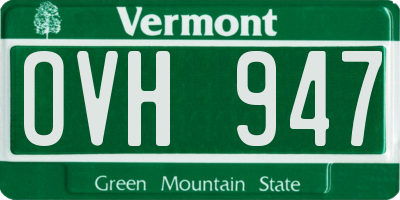 VT license plate OVH947