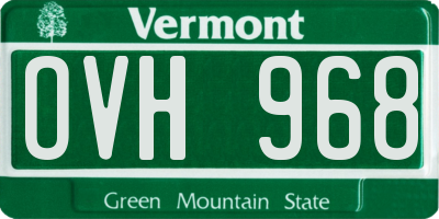 VT license plate OVH968