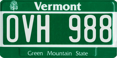 VT license plate OVH988
