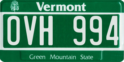 VT license plate OVH994