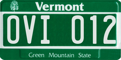 VT license plate OVI012