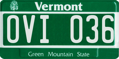 VT license plate OVI036