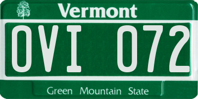 VT license plate OVI072