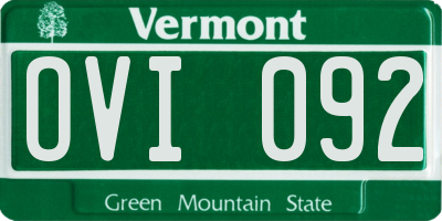 VT license plate OVI092