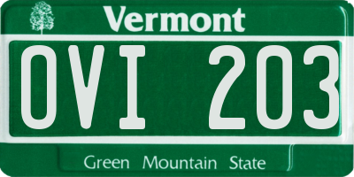 VT license plate OVI203