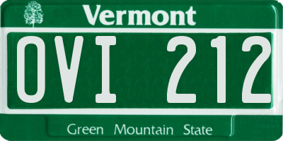 VT license plate OVI212