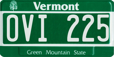 VT license plate OVI225