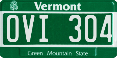 VT license plate OVI304
