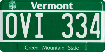 VT license plate OVI334