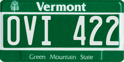 VT license plate OVI422