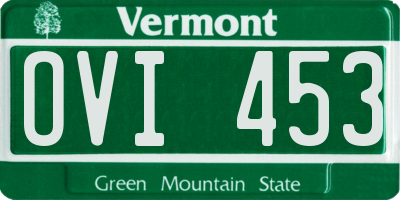 VT license plate OVI453