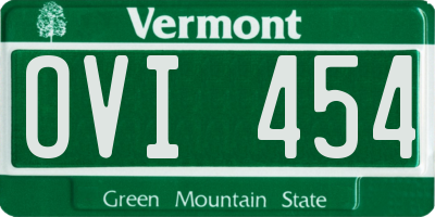 VT license plate OVI454