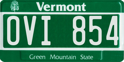 VT license plate OVI854