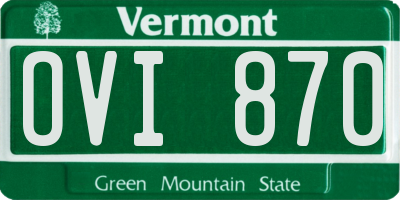 VT license plate OVI870