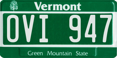 VT license plate OVI947