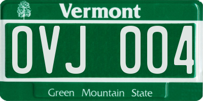 VT license plate OVJ004